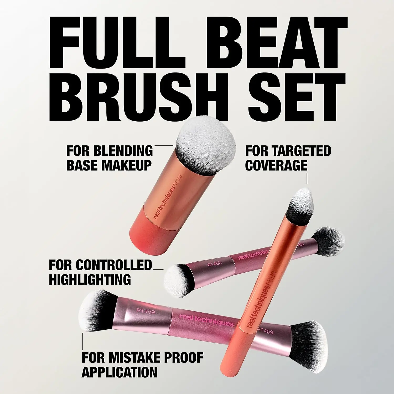 Real Techniques Bubble Blending Brush, Makeup Brush For Foundation and Tint | Face brush for liquid and cream products, ultra dense, for quick all-over blending, UltraPlush bristles, cruelty-free