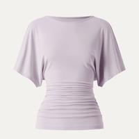 Effortless Boatneck Batwing Sleeve Side Ruched Top - Stylish & Comfortable Women's Fashion baju kelawar  Streetwear, Womenswear