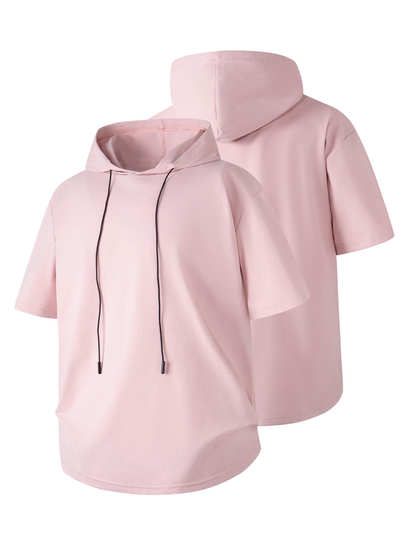 Men’s short-sleeve hoodie, quick-dry ice cool breathable hooded T-shirt, loose-fit casual athletic top for gym workouts and everyday wear