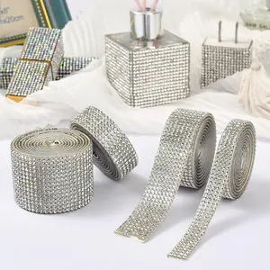 8Pcs Self-Adhesive Crystal Rhinestone Ribbon 8 Yard/Silver Diamond Bling Ribbons for Arts Crafts Wedding Birthday Party DIY Event Car Phone Decoration - Home Improvement.