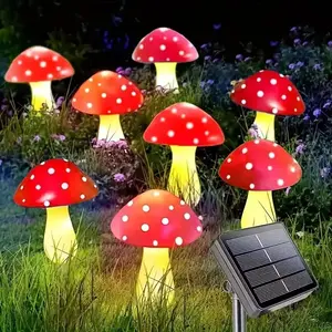 1pc 8led Solar Mushroom Light, Decorative Fairy Lights, Solar Landscape Lights, String Lanterns for Outdoor, Garden, Courtyard, Perfect for Evening Ambiance