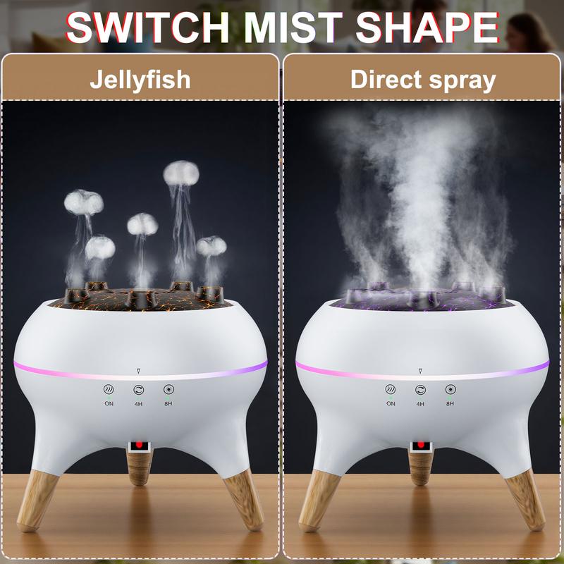 Dynamic Multi-Spray Aromatherapy Machine Desktop Flame Humidifier Household Large Fog Colorful Light with Remote Control Jellyfish Diffuser