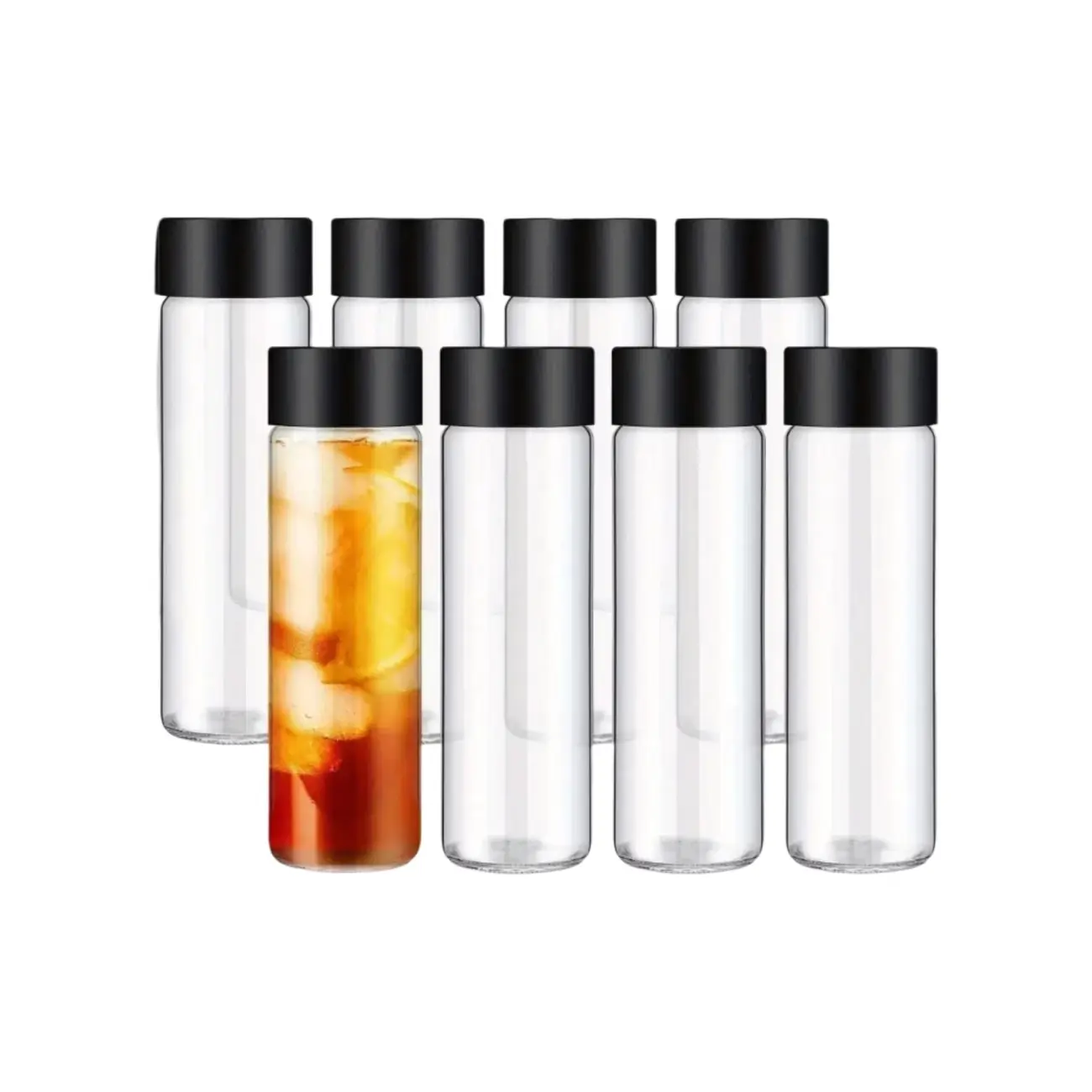 3pcs Reusable, leak-proof, refillable juice bottles: one plastic and one 300ml plastic juice bottle (with cap). Suitable for juice, water, kombucha, milk, smoothies, coffee, Reusable containers, Drink Container