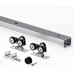 8FT/96in Sliding Pocket Door Hardware Kit,Commercial Grade, Box Rail Kit,Slide Smoothly Quietly,Easy Install,No Door (92.5in Track Kit for 23"~48" Wide Single Door)