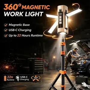 High-lumen retractable foldable camping light, portable LED flashlight, USB rechargeable dimmable tent light, 360° adjustable and hangable floodlight & work light, suitable for camping, hiking and fishing,summervibes