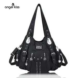 Angel Kiss Soft PU Leather Large Hobo Bag for Women - Adjustable Shoulder Strap, Multiple Pockets, Anti-Theft Back Zipper, Casual Handbag Satchel