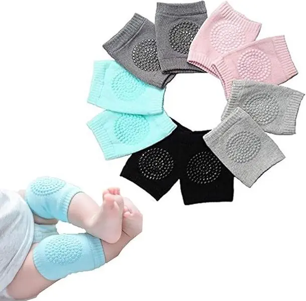 5 Pairs Baby Knee Pads for Crawling Anti-Slip Protectors for Infants Toddlers Unisex Safety Kneepads Adjustable Breathable Sponge Design 6-24 Month Baby