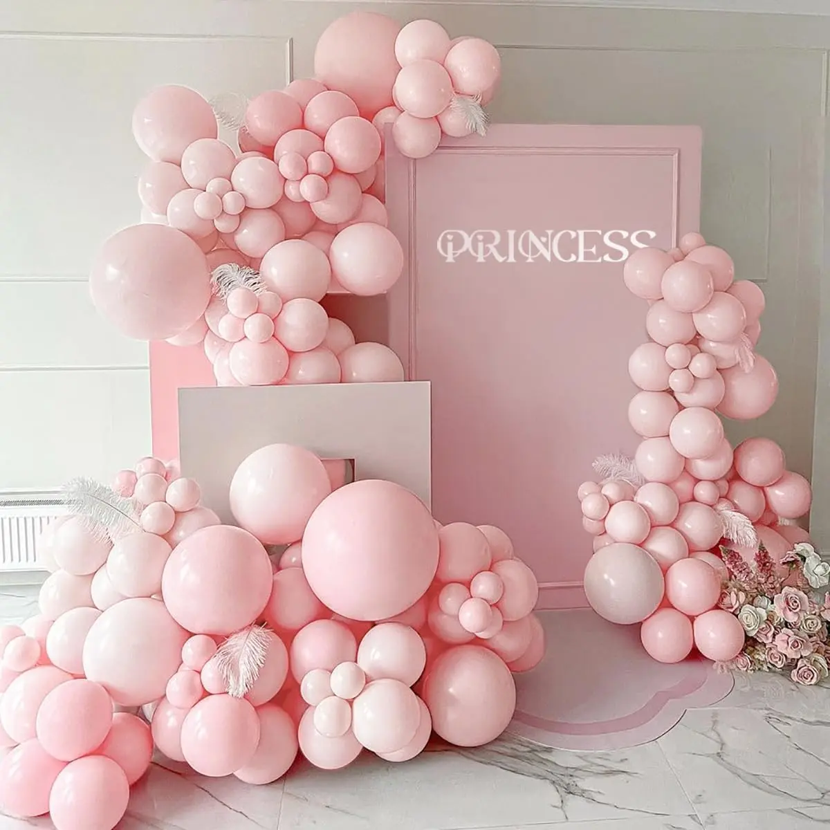 Pastel Light Pink Balloons Double Stuffed Pink Balloon Garland Arch Kit Different Sizes 18/12/5 Inch For Birthday Baby Shower Gender Reveal Bridal Party Decorations, Door, Easter