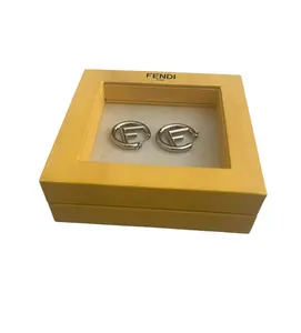 Pre-owned FENDI Metal Earrings palladium color Pierced W/ Box