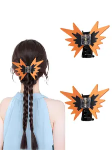 Ladies' autumn and winter sweet patchwork butterfly-shaped hair grips, 2-piece set, suitable for daily use and party gatherings, fashionable and trendy, easy-matching item