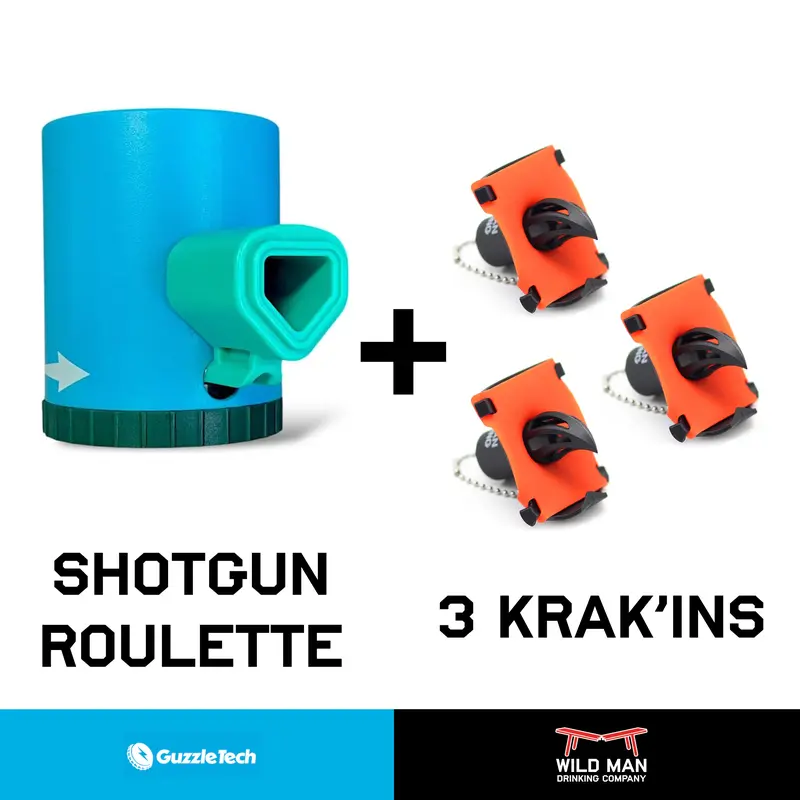 Shotgun Roulette + Krak'in Bundle: The Ultimate TikTok Shotgunning Collab from GuzzleTech & Wild Man Drinking Company