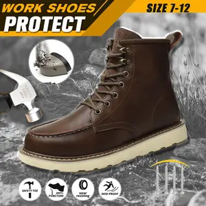 Industrial Men's Breathable Work Safety Boots Anti Slip Steel Toe All Seasons Closed Anti Crushing Anti Puncture