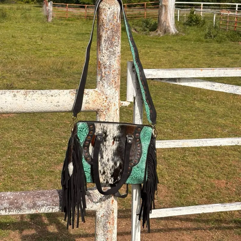 Myrna-Leather western style fringe bag with matching strap