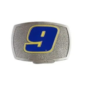 Chase Elliott #9 Number Signature Brushed Pewter Belt Buckle