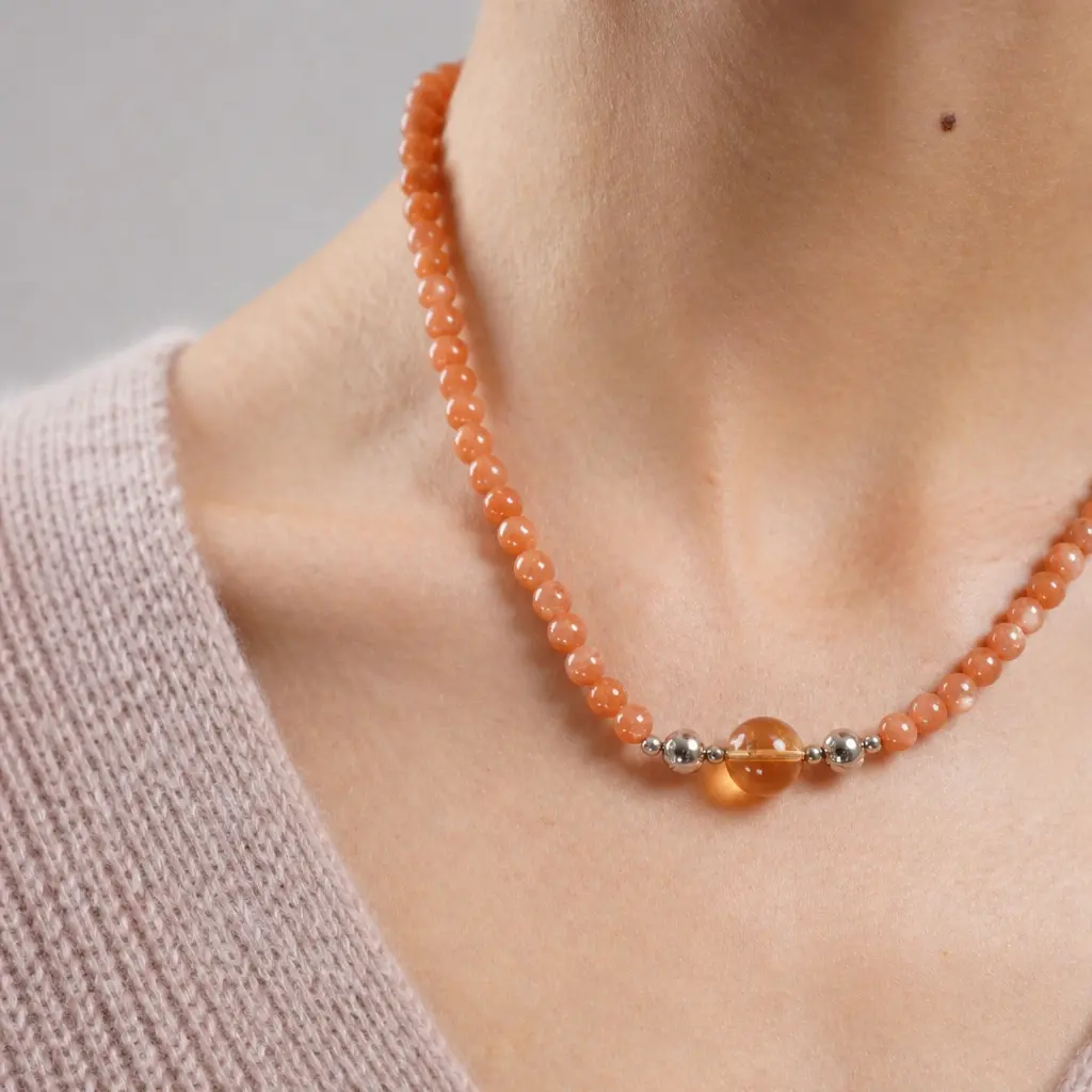 Peaka Sunstone Necklace for Women, Magnetic Clasp Jewelry