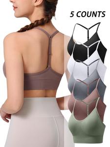 women's solid color sports bra, adjustable strap y back design bra, breathable comfortable sports bra for yoga gym workout exercise, sports bra, activewear, workout clothes women