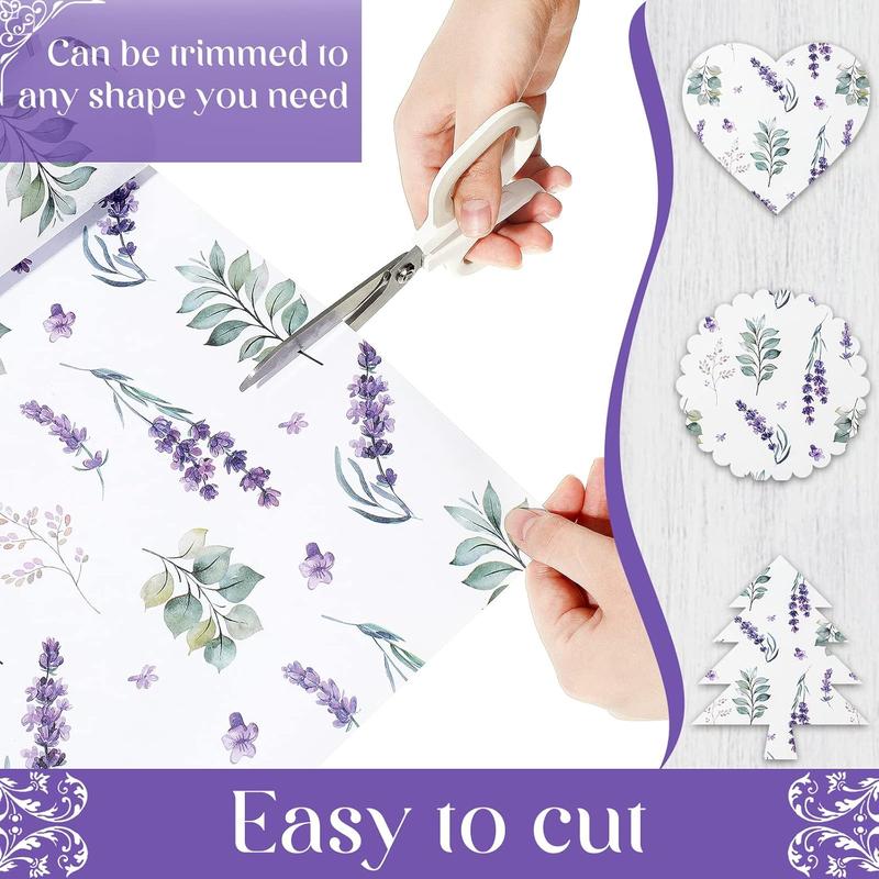 Geelin 24 Sheets Scented Drawer Liners for Dresser Non Adhesive Drawer Paper Sheets Fragrant Paper Liner for Shelf Closet Dresser Home Bedroom(Lavender Style)