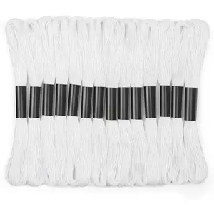 14 Skeins White 120 Yards Cotton Embroidery Floss for Cross Stitch DIY Friendship Bracelet Making