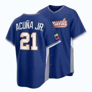 Ronald Acuña Jr. Jersey,Venezuela 2026 Royal White Shirt Custom Jersey #Baseball #gift