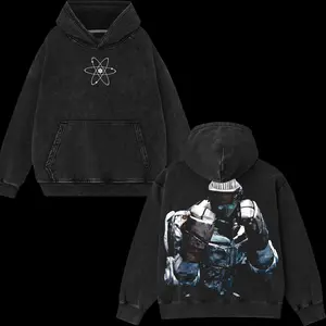 Superstyle Atom - Real Steel Edition Double Printed Oversize Lightweight Acid Washed Hoodie TV Series Graphic Design Top Cotton Streetwear Movie Hoodie Crewneck Clothes Menswear Womenswear Apparel Classic