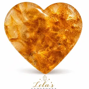 Lela's Gemstonez Golden Fire Portal Heart Collector Quartz with Iron-Rich Inclusions for Energy Work & Display crystals energy protection Crystal Home