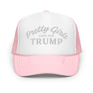 Pretty Girls Vote for Trump - Trucker Hat - Light Pink & White