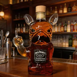 Bulldog Shaped Crystal Glass Whiskey Decanter, Portable Art Wine Storage Ornament for Home Party Festival Use, Exquisite Desktop Decor & Unique Christmas Gift Choice for Men and Couple