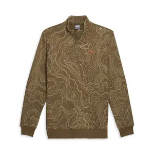 PUMA Mens Navigate Graphic Half-Zip Athletic Outerwear Casual - Brown