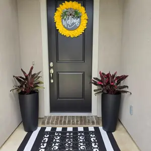 Country Style Felt Flower Wreath, Handmade Dense Petals, All-Season Decorative Wreath for Porch and Entrance, Ornaments