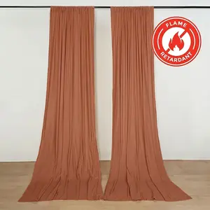 2 Pack 5ftx10ft Terracotta (Rust) Scuba Polyester Backdrop Drape Curtains, Durable Flame Resistant Event Divider Panels Wrinkle Free With Rod Pockets