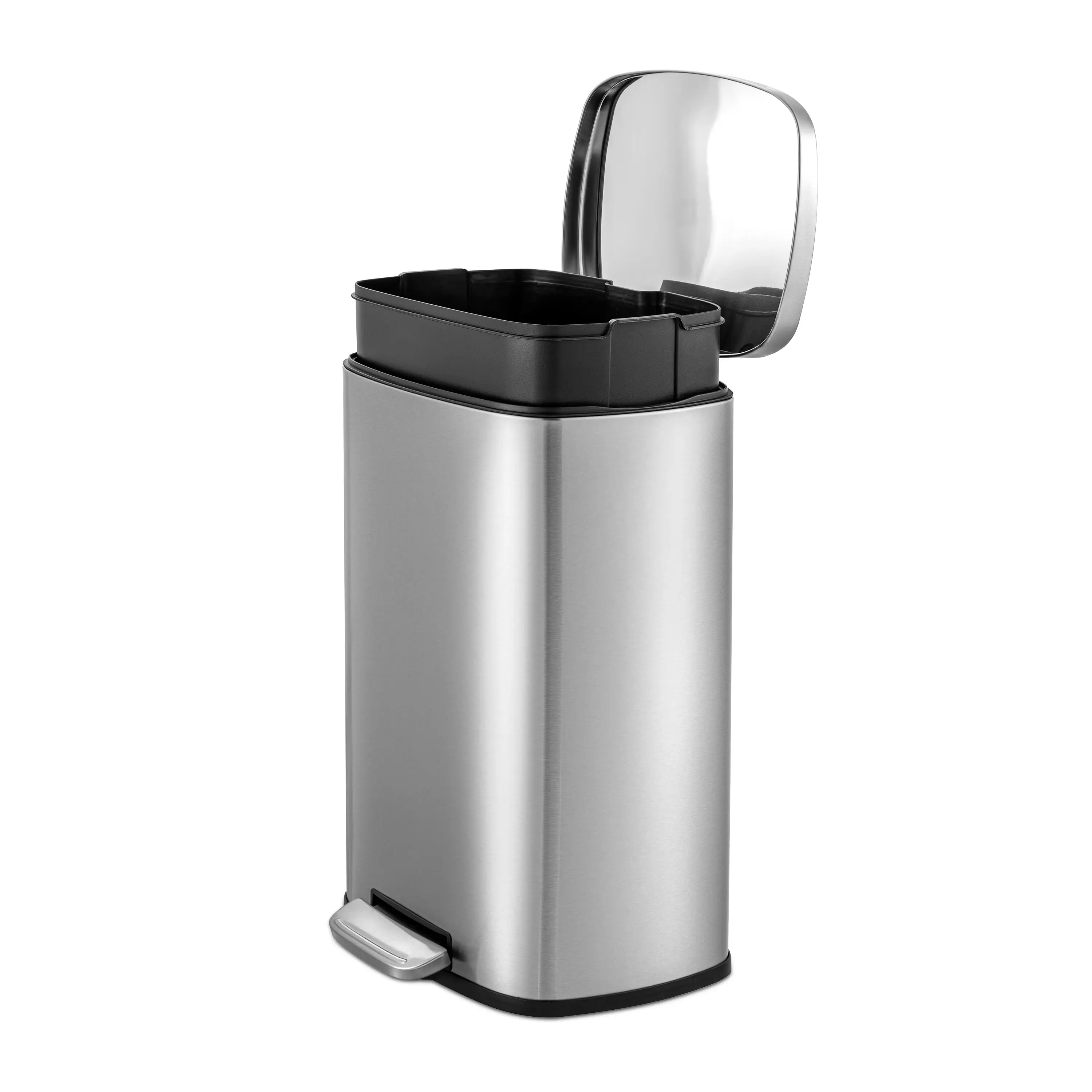 749228471 Kitchen Trash Can, 13.2 Gallon Stainless Steel Step Garbage Bin with Soft Close Lid, Silver