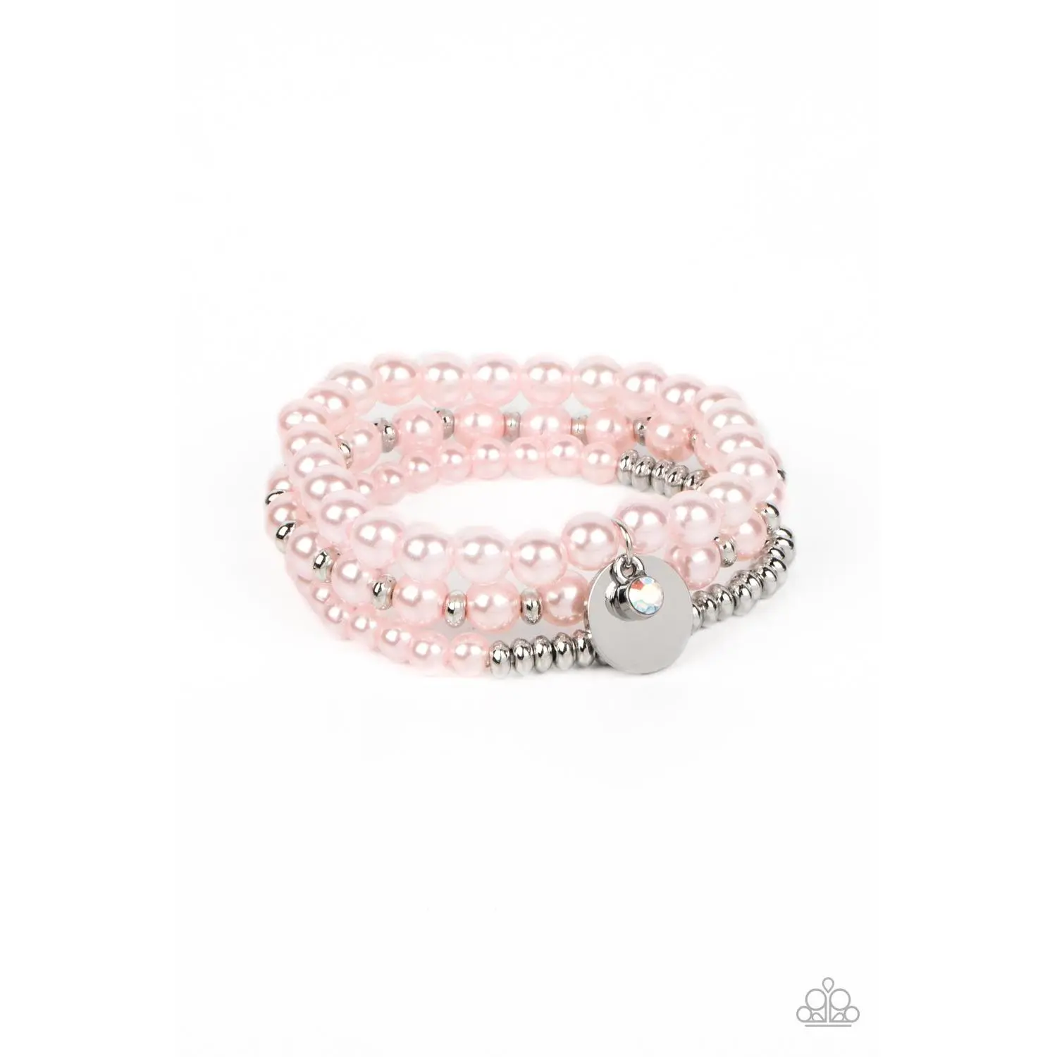 Pearly Professional - Pink Pearl Iridescent Rhinestone Stretchy Bracelet - Paparazzi