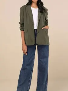 A women's Notched Lapel Blazer, light and casual texture Long Sleeve commuter top, Fitted, suitable for spring and autumn commuting, light formal parties, daily street, autumn and winter folding.