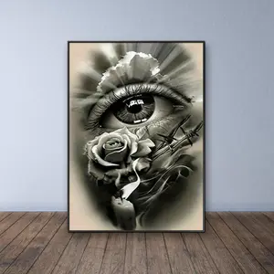 Eye & Rose Pattern DIY Diamond Arts Colorful Painting Kit without Frame, DIY 5D Diamond Arts Colorful Painting Kit, Wall Art Decor for Home Living Room Bedroom
