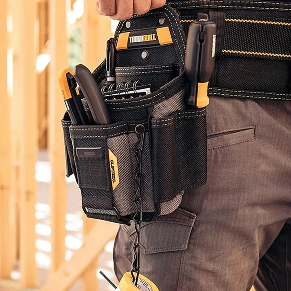 Electrician Pouch with ClipTech HUB & 13-pockets, Convenient Tool Pockets, Multifunctional Quick Hanging Tool Bag, Tool Storage Bag, Professional Tool Organizer for Electricians, Tool Organizing Bag, Tool Pouches