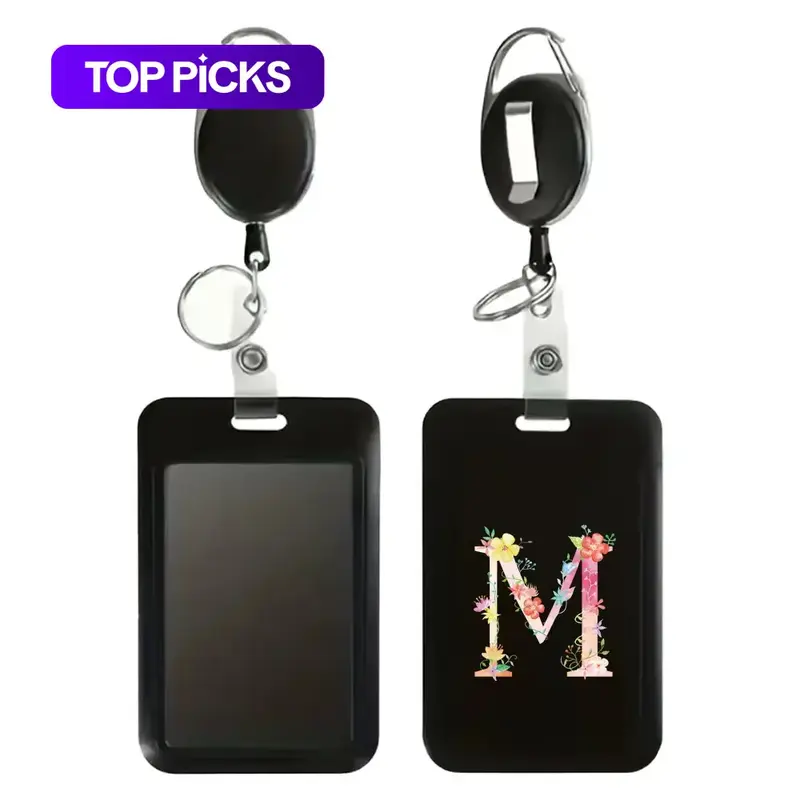 Retractable Badge Holder, Portable ID Card Reel, Card Sleeve with Breakaway Safety Clip-on, Adjustable Nylon Cord & Metal Spring Clip for Nurses, Teachers & Office Workers, Badge Reels Retractable