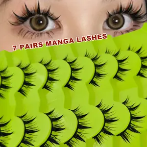 7 Pairs Manga Lashes Natural Anime Eyelashes, DIY Extension Strip Lashes for Daily Makeup, Reusable False Lashes, Perfect for Everyday Use