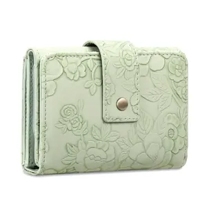 1pc Vintage Embossed Women's Mini Short Wallet Trifold Portable RFID Blocking Card Holder Large Capacity Multiple Card Slots with Smooth Zipper Coin Pocket Anti Demagnetization Daily Travel Purse