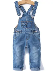 Toddler Boy & Girl Ripped Denim Overalls, Cute Slim Casual Jean For Daily Wear 12M-8T