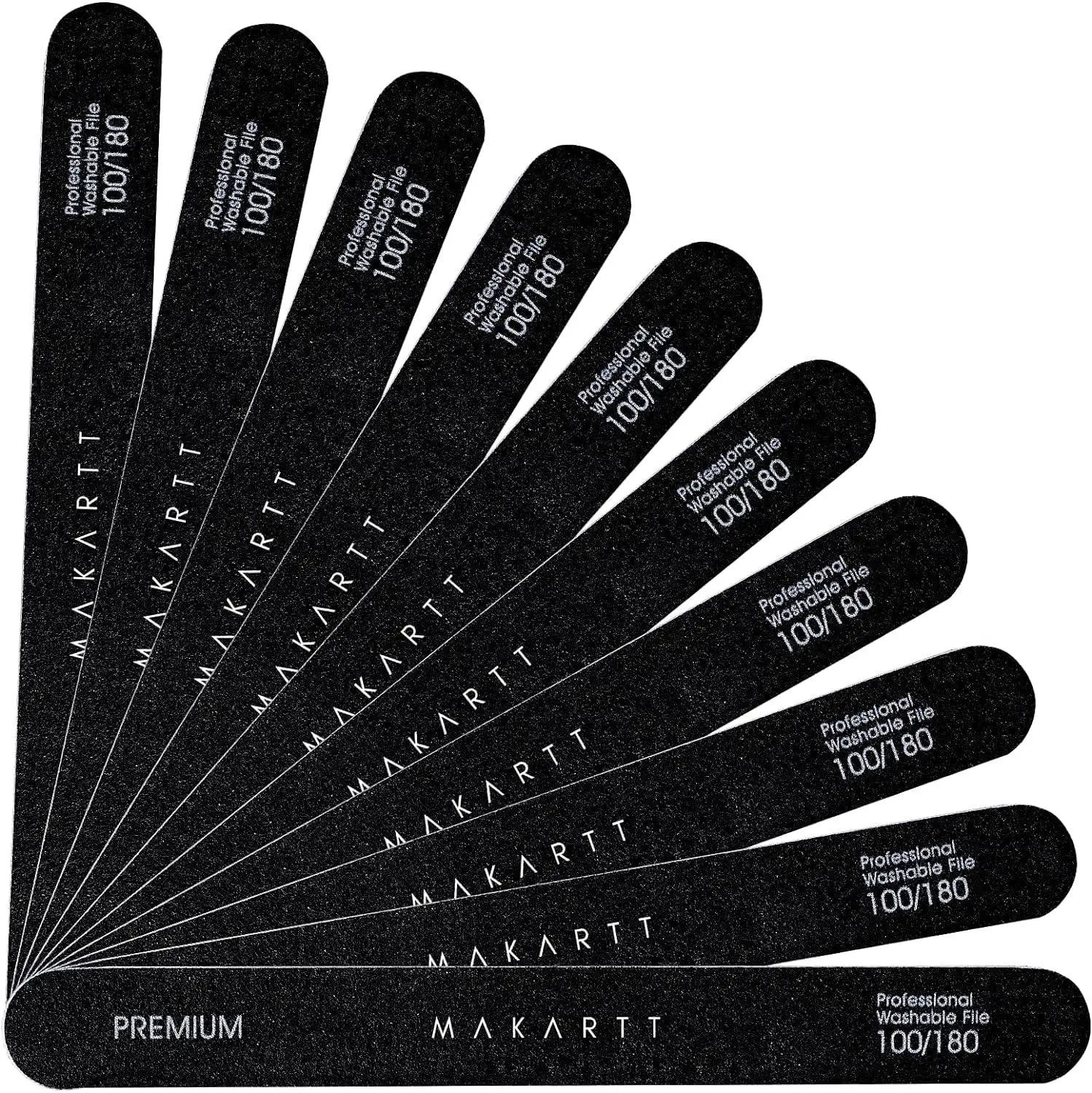 Makartt 10pcs Nail File Kit - 100/180 Grit Emery Boards, Black Manicure Nail Care, Nail Care Product, Nail Tech Supplies