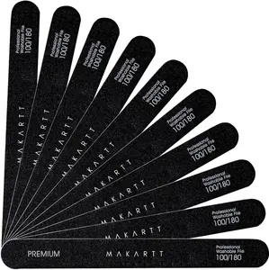 Makartt 10pcs Nail File Kit - 100/180 Grit Emery Boards, Black Manicure Nail Care