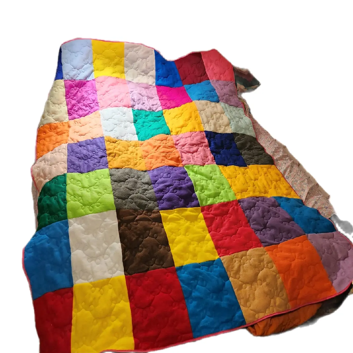 Beautiful rainbow colored felt quilt