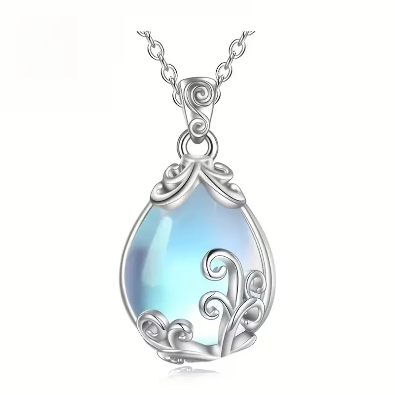 Elegant moonstone teardrop pendant necklace, hypoallergenic, perfect for everyday wear and gifting
