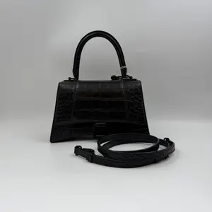 Pre-owned Balenciga h9 Balenciaga "So Black" Embossed Calfskin Hourglass Bag — Handbag & Crossbody 51862