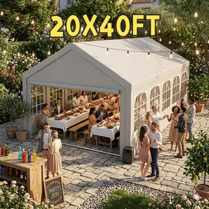20'x40' Carport Car Canopy Party Tent Outdoor Gazebo with 4 Carry Bags Removable Sidewalls 4 Ground Tubes Heavy Duty Commercial Tent for Parties Wedding BBQ Backyard Outdoor Events Weather Resistant Gathering Shelter