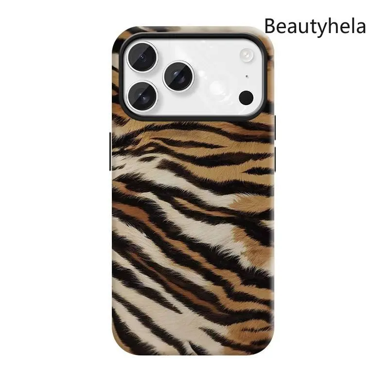 TPU Tiger Skin Cellphone Case - Shockproof, Camera-Protective Accessory for iPhone 17 Pro Max, 16 Pro, 15, 14, 13, 12 - Stylish Tech Cellphone Accessory, Ideal Gift for Girls, Accessories
