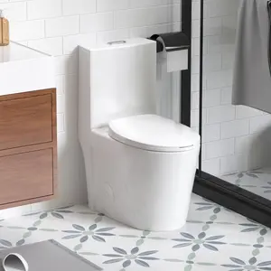 Elongated One Piece Toilet 1.1/1.6 GPF Tornado Flush for bathrooms,Siphonic S-trap 12",Elongated Bowl with Soft Close Seat,Powerful Dual Flush MAP 1000g,Comfort Chair Seat ADA Height 17",Glossy White