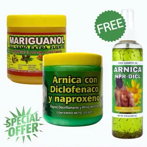 (3 models) Combo Pack Extra  Arnica pomada muscular + Mariguanol Balsamo extra fuerte cream 125g + Arnica Massage oil  – 125g  | Soothing Full-Body Care pomada de árnica con diclofenaco y naproxeno Cosmetic