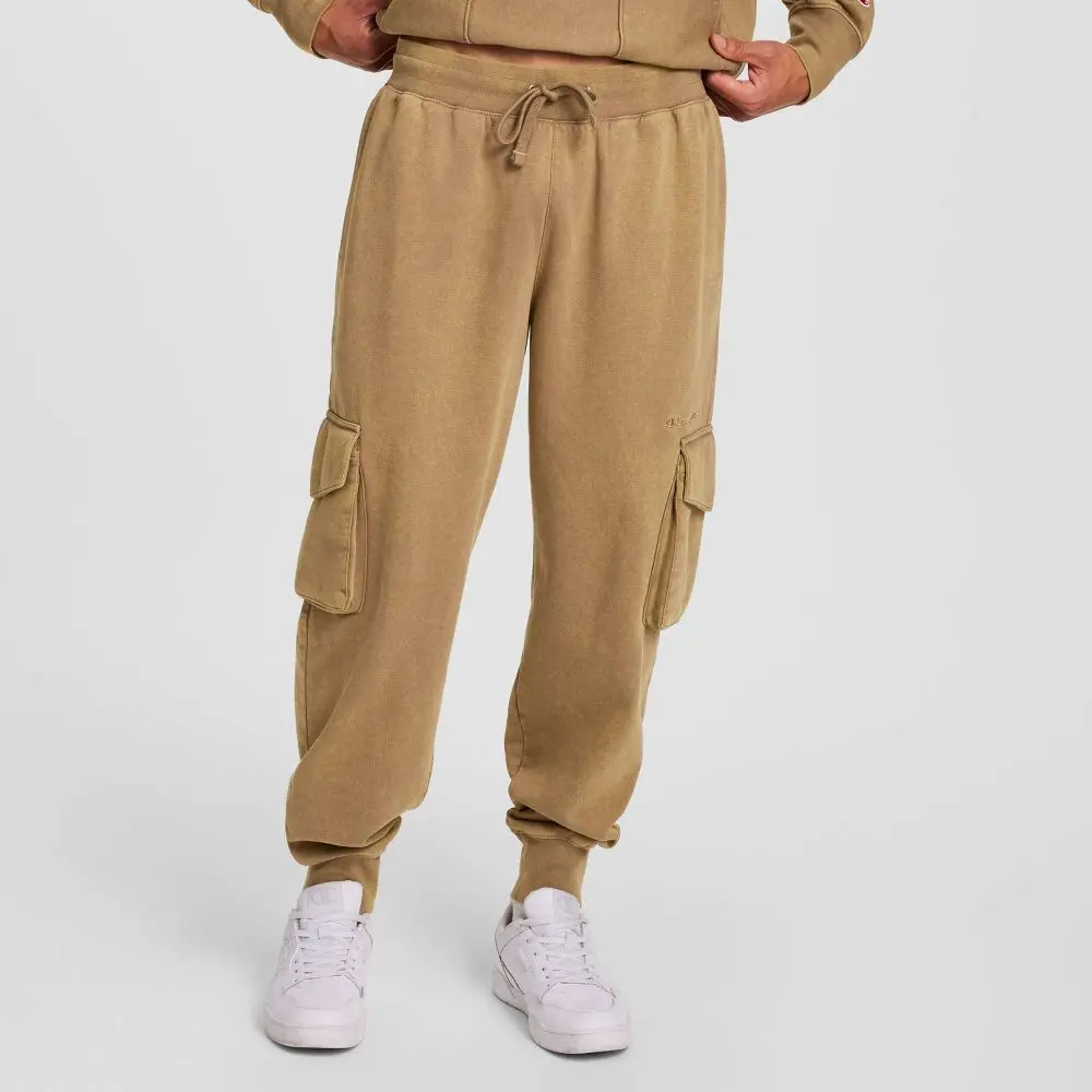 Champion Men's Soft Washed Embroidered Cargo Fleece Joggers, Aesthetic Menswear Bottoms