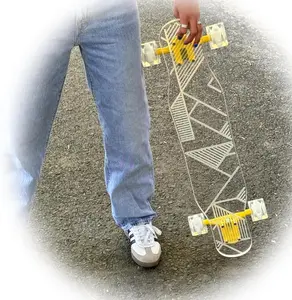 GHOST BOARDS 33" Skinny Easy to Ride for All Ages with Clear Non-Slip Surface and Light-Up Wheels